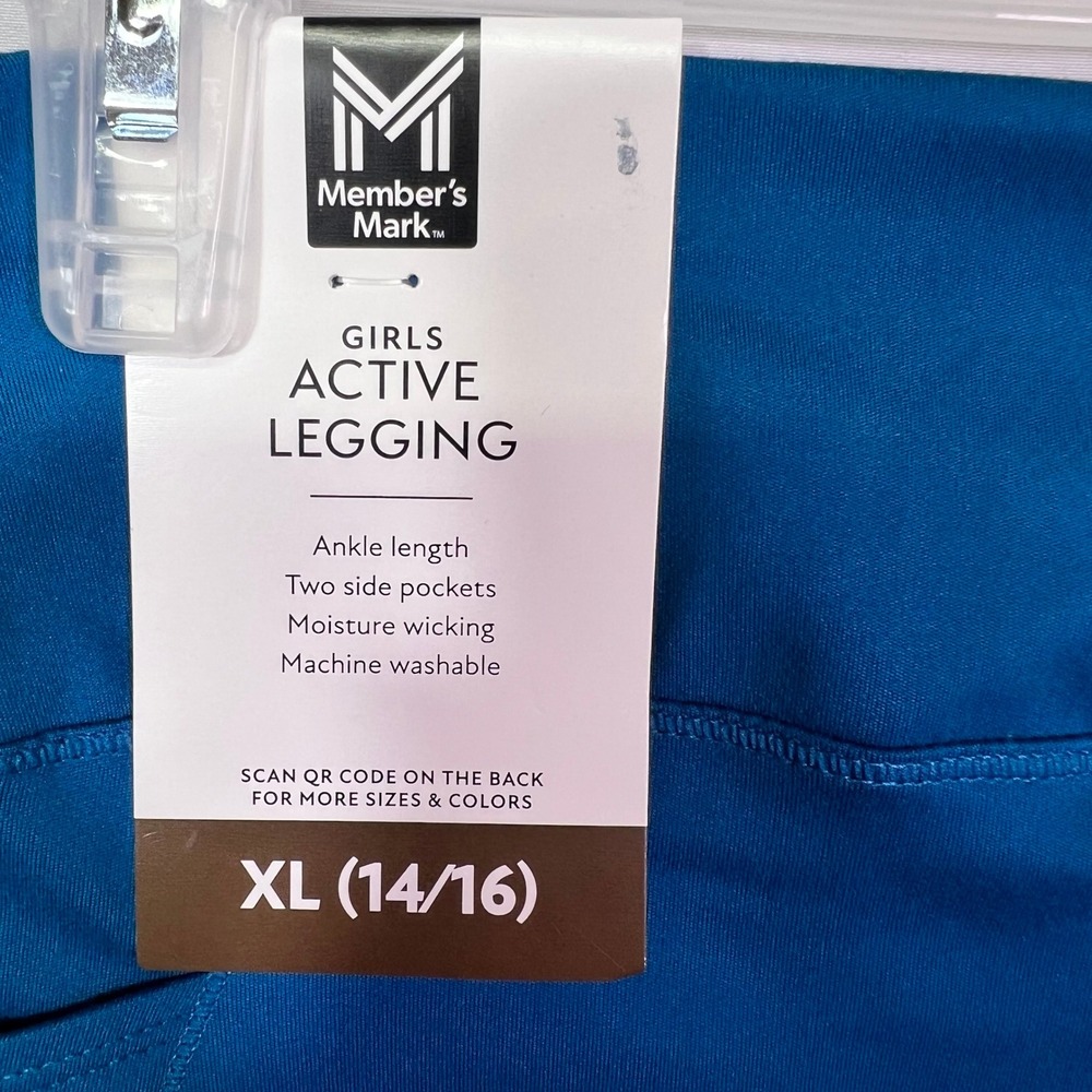 Member's Mark Girls Active Leggings XL 14/16 Turquoise Pockets SG3406-B NEW - Picture 6 of 7